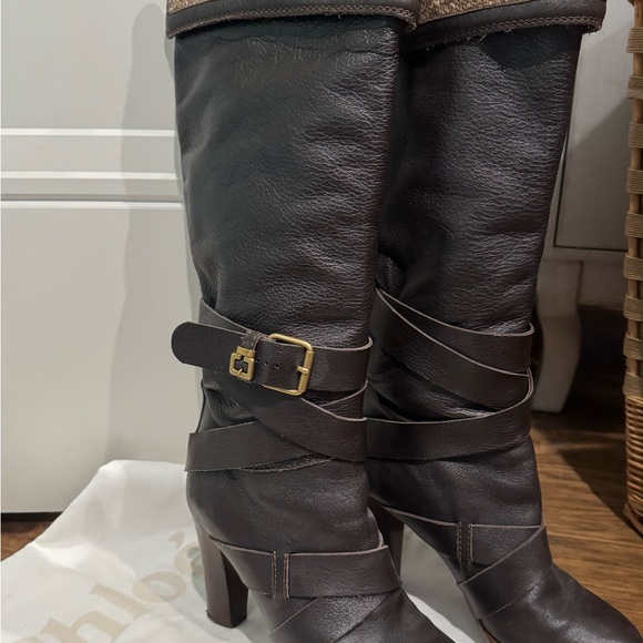 Chloe Shoes - Chloe Dark Brown Leather Heeled Boots